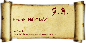Frank Máté névjegykártya